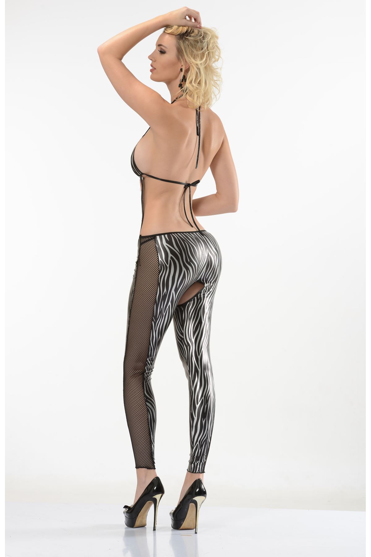 Zebra Desenli Lame Vücut Çorabı-490 - Görsel 4