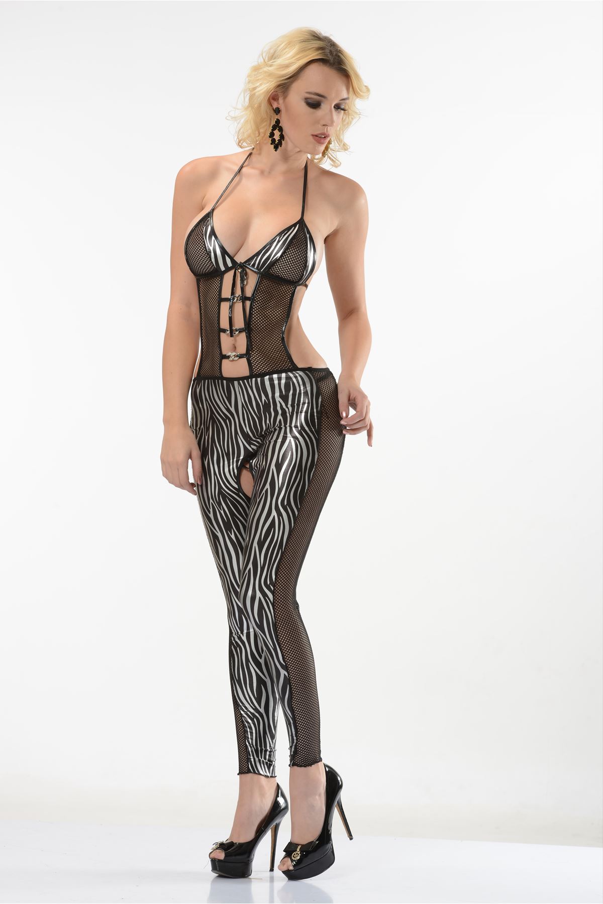 Zebra Desenli Lame Vücut Çorabı-490 - Görsel 3